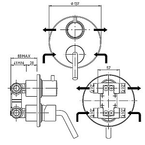Смеситель для душа PAINI Pixel 81CR6911NEW хром купить в интернет-магазине сантехники Sanbest