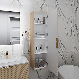 Пенал подвесной Grossman Блисс 37 303547 бежевый матовый для ванной в интернет-магазине сантехники Sanbest