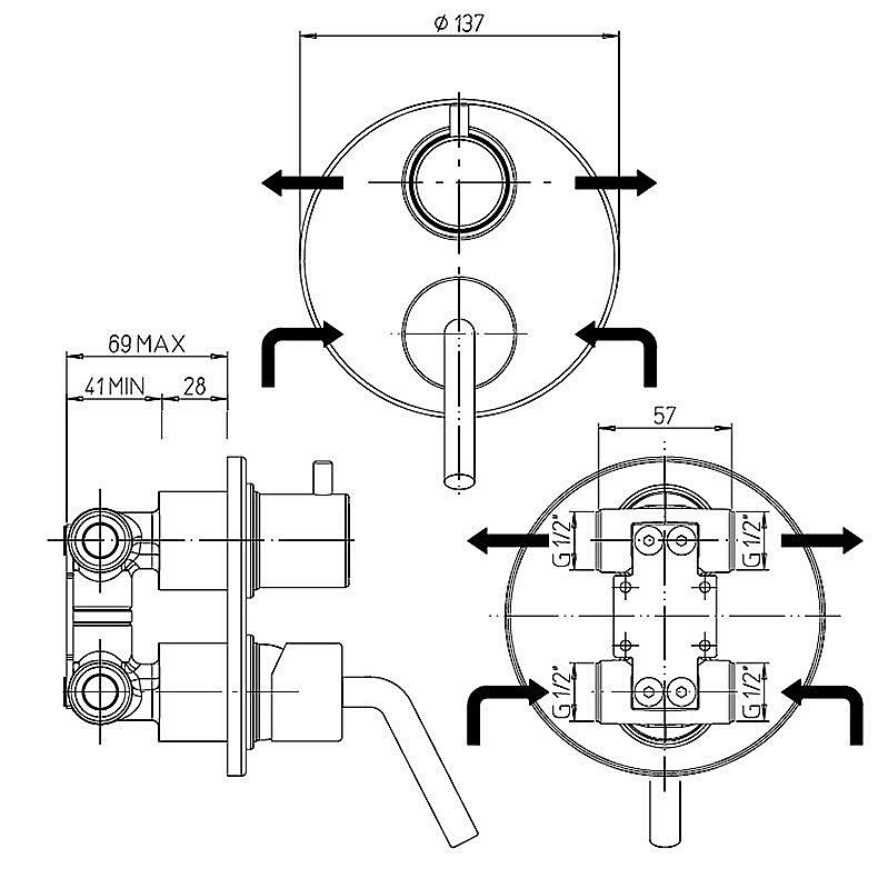Смеситель для душа PAINI Pixel 81CR6911NEW хром купить в интернет-магазине сантехники Sanbest