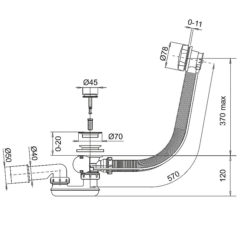 Слив-перелив WhiteCross SPWC60BL черный матовый купить в интернет-магазине сантехники Sanbest