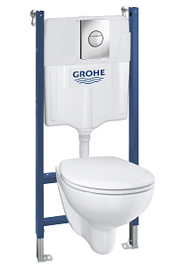 Унитаз подвесной Grohe QuickFix Bau Ceramic 39415000 альпин-белый, с крышкой микролифт, с инсталляцией, безободковый купить в интернет-магазине Sanbest