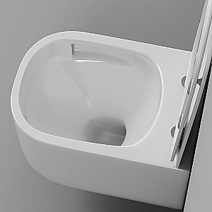 Унитаз подвесной Grossman Thin Rim GR-5605SQ белый, безободковый, с крышкой микролифт, слив торнадо купить в интернет-магазине Sanbest