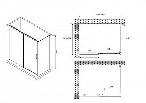 Душевой уголок ABBER Komfort AG93160B-S102B 160х100 стекло прозрачное/профиль черный купить в интернет-магазине Sanbest