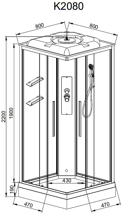 Душевая кабина AvaCan K Серия K2080 80х80 стандартная купить в интернет-магазине Sanbest