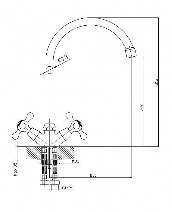Смеситель для кухни Orange Classic Pro M72-000cr купить в интернет-магазине сантехники Sanbest