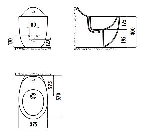 Биде напольное Creavit Foglia FG500-00CB00E купить в интернет-магазине Sanbest