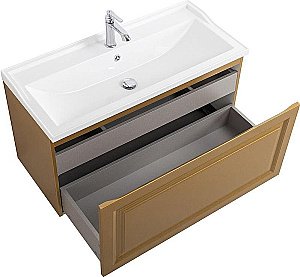 Тумба с раковиной Cezares Giubileo-N 100 GIUBILEO-N-100-1C-SO-BORO-P брашированное золото для ванной в интернет-магазине Sanbest