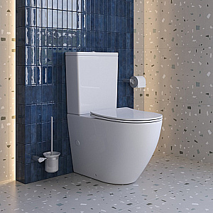 Унитаз-компакт напольный BelBagno Sfera-Tor BB2141CP-TOR/SC+BB2141T белый, безободковый, с крышкой микролифт, с бачком, слив-торнадо купить в интернет-магазине Sanbest