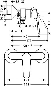 Смеситель для душа Hansgrohe Logis E 71602000 купить в интернет-магазине сантехники Sanbest
