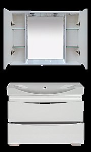 Зеркало со шкафом Misty Элвис 103 белая эмаль в ванную от интернет-магазине сантехники Sanbest