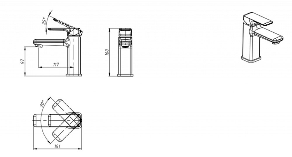 Смеситель для раковины BRAVAT Freya F1367400CP-RUS купить в интернет-магазине сантехники Sanbest