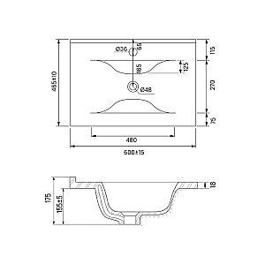 Тумба с раковиной Iddis Cloud CLO60B0i95K 60 белая матовая/черный мрамор для ванной в интернет-магазине Sanbest