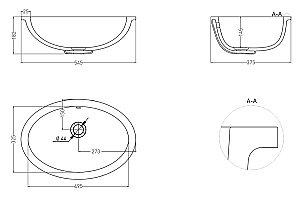 Раковина врезная снизу столешницы Salini MAREA 12 1101209MF 54,5 из искусственного камня S-Stone, матовая, цвет по RAL полностью купить в интернет-магазине Sanbest