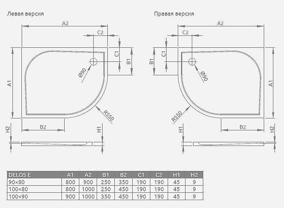 Душевой поддон Radaway Delos E 100x80 SDE1080-01 белый купить в интернет-магазине Sanbest