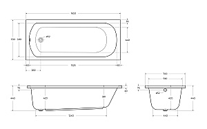 Акриловая ванна Cezares ECO 165х70 ECO-165-70-41-W37 белая купить в интернет-магазине Sanbest