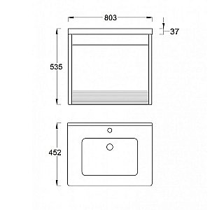 Тумба с раковиной Pestan Vision 80 VSN800T-CR орех/белый для ванной в интернет-магазине Sanbest