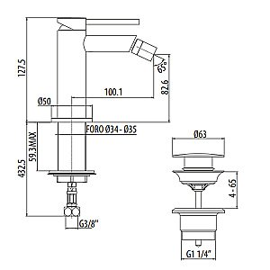 Смеситель для биде Gattoni Circle One 9050/90NO купить в интернет-магазине сантехники Sanbest