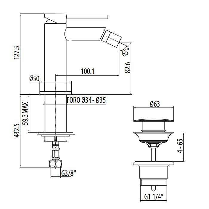 Смеситель для биде Gattoni Circle One 9050/90NO купить в интернет-магазине сантехники Sanbest