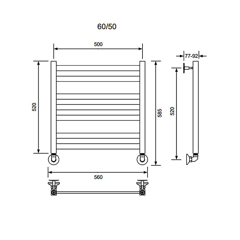 Полотенцесушитель водяной Veconi Vero-B V6050GR-B графит купить в интернет-магазине сантехники Sanbest