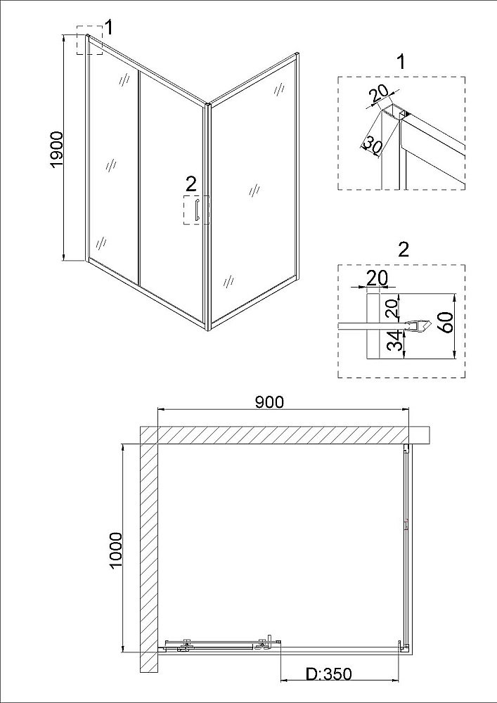 Душевая дверь Niagara Nova NG-62-9A 90 хром купить в интернет-магазине Sanbest