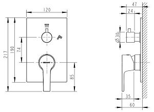 Смеситель для душа Bravat PROLATE P69219CP-2-ENG купить в интернет-магазине сантехники Sanbest