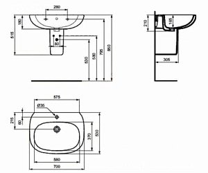 Раковина на полупьедестале Ideal Standard Tesi T351201 купить в интернет-магазине Sanbest