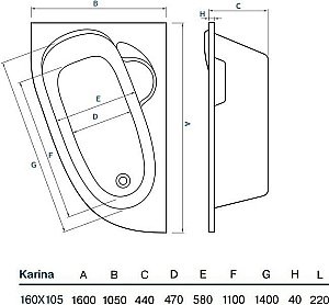 Ванна акриловая Koller Pool Karina 160x105 KARINA160X105L белая купить в интернет-магазине Sanbest