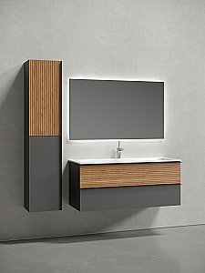 Тумба с раковиной Sancos DELTA DL120GR 120 дуб красный/графит для ванной в интернет-магазине Sanbest