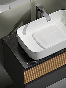 Тумба с раковиной Sancos DELTA 80 со столешницей, дуб красный/графит для ванной в интернет-магазине Sanbest