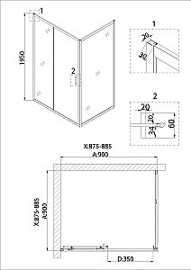 Душевой уголок Niagara Nova NG-82-9AB-A90B 90x90 стекло прозрачное/профиль черный купить в интернет-магазине Sanbest