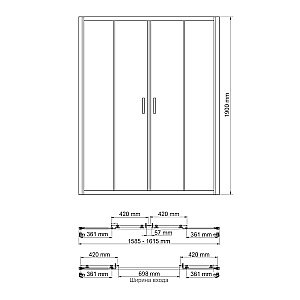 Душевая дверь WasserKRAFT Lippe 45S45 160 стекло прозрачное/профиль хром купить в интернет-магазине Sanbest