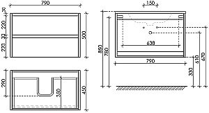 Тумба с раковиной Sancos Libra LB80W белый глянец для ванной в интернет-магазине Sanbest