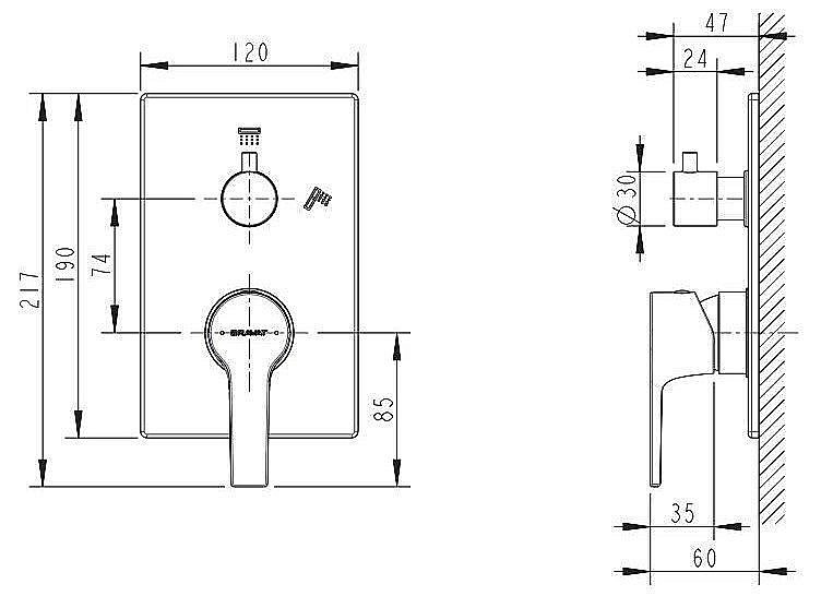 Смеситель для душа Bravat PROLATE P69219CP-2-ENG купить в интернет-магазине сантехники Sanbest