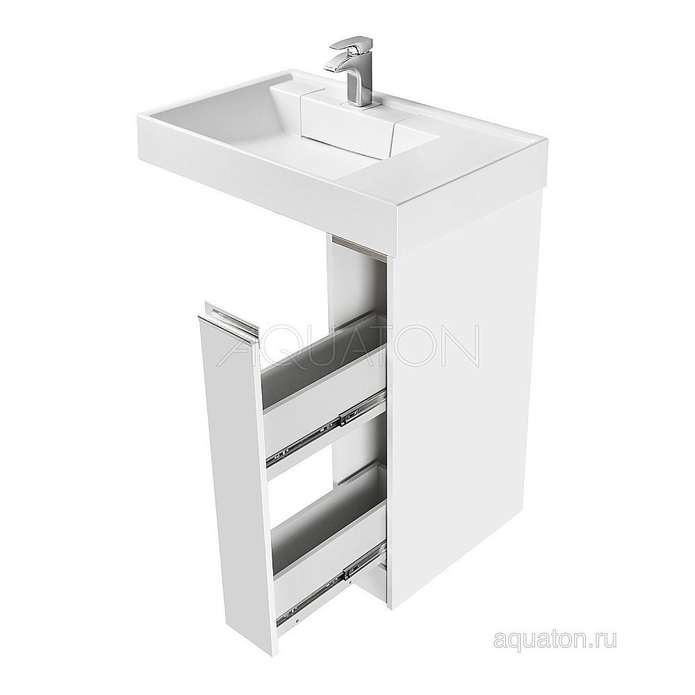 Тумба с раковиной Акватон Лондри 80 белая глянцевая для ванной в интернет-магазине Sanbest