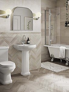 Раковина на пьедестале Burlington Riviera 65 RIV4 1TH RIV6 с 1 отверстием белая купить в интернет-магазине Sanbest