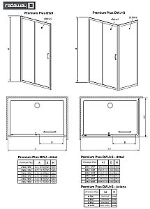 Душевая дверь Radaway Premium Plus DWJ 120 стекло матовое купить в интернет-магазине Sanbest