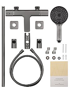 Смеситель для ванны с душевым гарнитуром и термостатом WONZON & WOGHAND SOLID, Темный графит (WW-C2011-A-BGG) купить в интернет-магазине сантехники Sanbest
