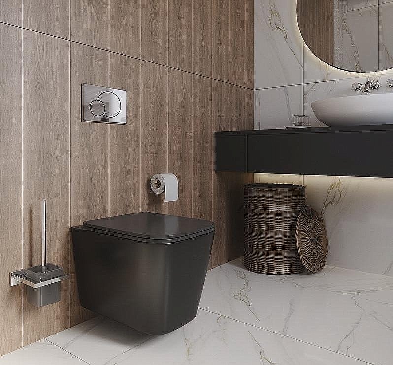 Унитаз подвесной Grossman GR-4441BMS безободковый, с крышкой микролифт, черный матовый купить в интернет-магазине Sanbest