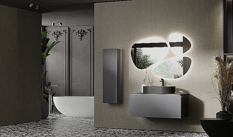 Тумба с раковиной Jorno Stone 100 антрацит для ванной в интернет-магазине Sanbest