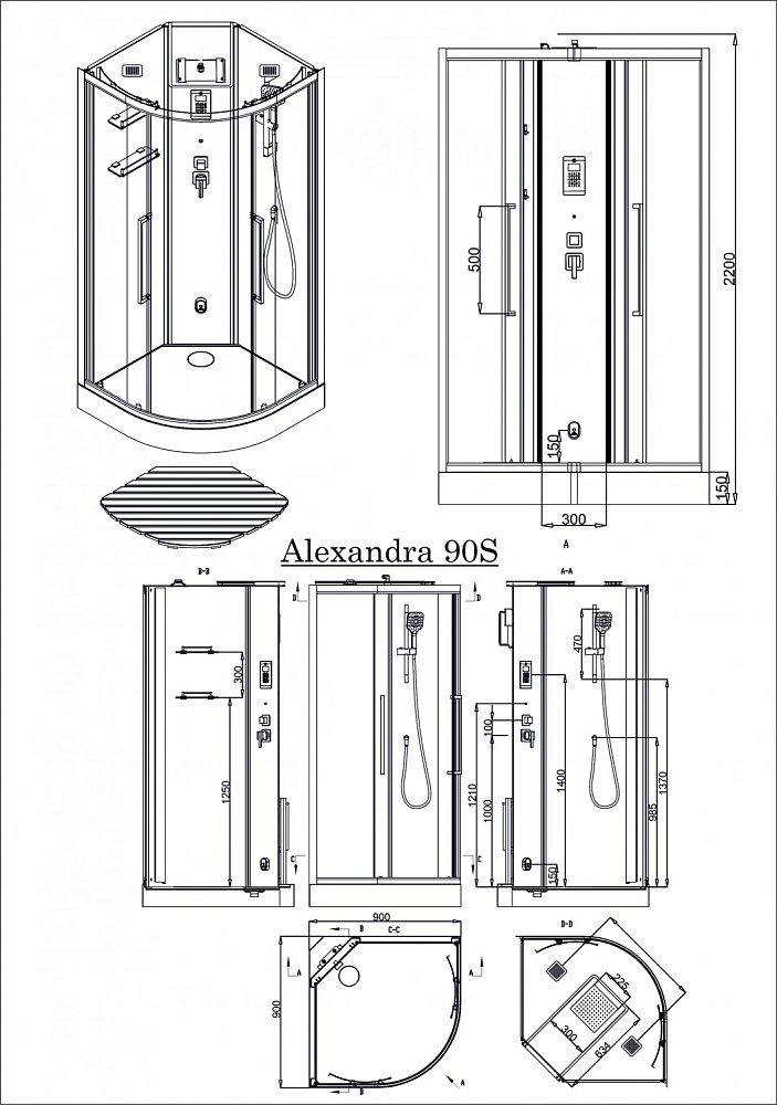 Душевая кабина Acquazzone Alexandra 90 купить в интернет-магазине Sanbest