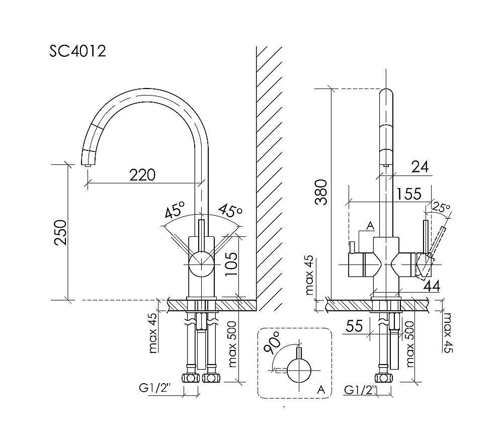 Смеситель для кухни Sancos Taper SC4012MB черный матовый купить в интернет-магазине сантехники Sanbest