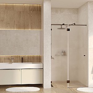 Душевая дверь WasserKRAFT Paar 88H 120 профиль розовое золото/стекло текстурное купить в интернет-магазине Sanbest