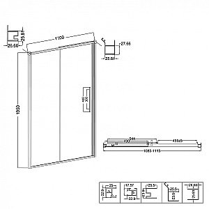 Душевая дверь Niagara Nova 110 NG-84-L11CHB профиль черный матовый/стекло шиншилла купить в интернет-магазине Sanbest