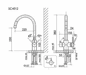 Смеситель для кухни Sancos Taper SC4012MB черный матовый купить в интернет-магазине сантехники Sanbest