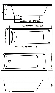 Ванна акриловая Ravak SET DOMINO PLUS 70508024 170х75 c опорой и сточным комплектом хpом II  купить в интернет-магазине Sanbest