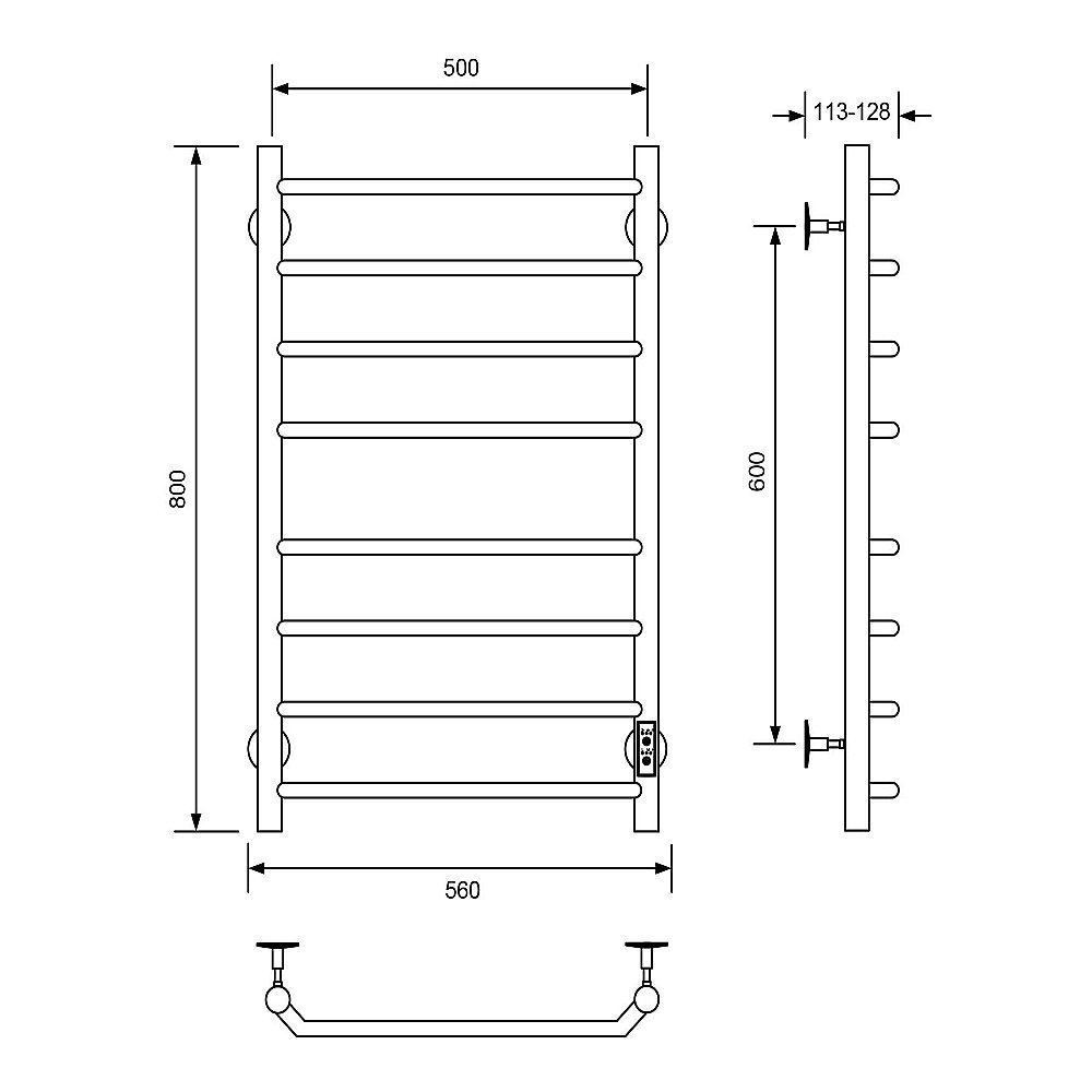 Полотенцесушитель электрический Veconi Cantu-A C8050CH-A хром купить в интернет-магазине сантехники Sanbest