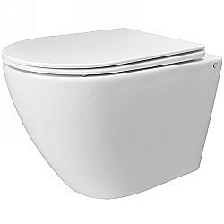 Унитаз подвесной CeramaLux TR2196 белый, безободковый, с крышкой микролифт, слив торнадо купить в интернет-магазине Sanbest