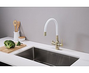 Смеситель для кухни Paulmark Salix Sa213419-BRw бронза/белый купить в интернет-магазине сантехники Sanbest