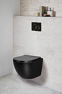 Унитаз подвесной CeruttiSpa SELLA Aria MB CT9160 безободковый, с крышкой микролифт, черный матовый купить в интернет-магазине Sanbest