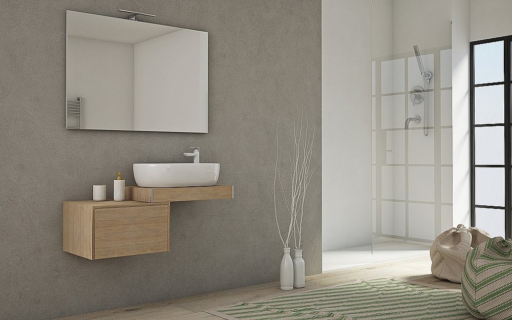 Консоль подвесная Cezares TAVOLONE 41583+50179 120 Rovere tabacco для ванной в интернет-магазине сантехники Sanbest